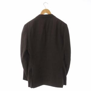 ISAIA チェック格子柄 テーラードジャケット ミドル丈 総裏地 ウール 48 ダークブラウン レッド