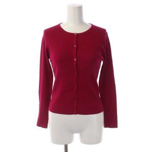 カーディガン ニット シルク リブ 長袖 M ワインレッド