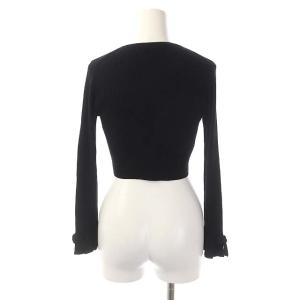 TOCCA カーディガン ボレロ ニット シルク フリルリボン ショート 長袖 XS 黒 ブラック