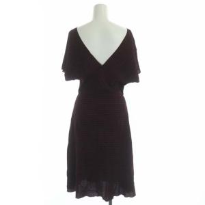 PRADA ワンピース ボーダーひざ丈 半袖 38 赤 レッド 黒 ブラック