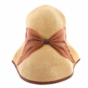 Athena New York ペーパーハット 麦わら帽子 ストローハット リボン 茶 ブラウン QH-59822