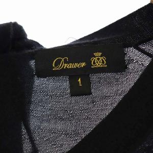Drawer 18G カシミヤシルクVネックバックリボンニット カットソー 長袖 1 黒 ブラック