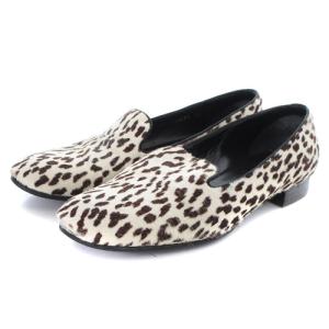 BABY CAT ハラコ スリッポン シューズ 36 22.5cm 白 ホワイト 茶色 ブラウン 330637