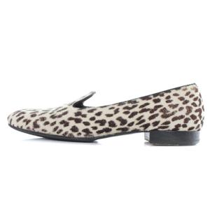 SAINT LAURENT PARIS BABY CAT ハラコ スリッポン シューズ 36 22.5cm 白 ホワイト 茶色 ブラウン 330637