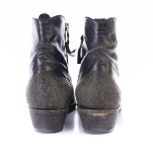 GOLDEN GOOSE ショート ウエスタンブーツ 刺繍 ダメージ加工 38 23.5?24.0cm 黒 ブラック