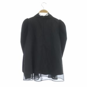 CELFORD 21AW マットオーガンジーフレアブラウス プルオーバー 長袖 切替 ニット 36 黒 ブラック