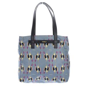 FURLA DIGIT 鳥 ナイロン トートバッグ ハンドバッグ ロゴ 水色 ブルー