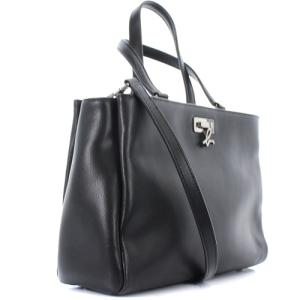 agnes b. ショルダーバッグ ハンドバッグ 2way ロゴ ブラック シルバー