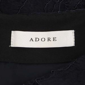 ADORE 18AW コードフルールレースワンピース Iライン ミモレ丈 ロング 長袖 36 紺 ネイビー