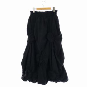 ENFOLD 22SS Crumple Cotton フラワースカート フレア ロング 38 ブラック
