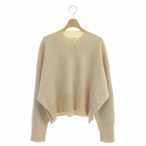 ウールVネックニット セーター 長袖 プルオーバー 38 ベージュ