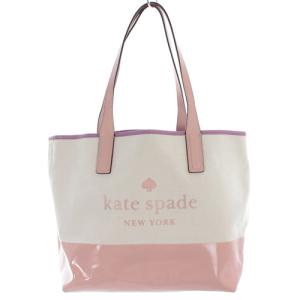 トートバッグ キャンバス エナメル 切替 ロゴ 白 ホワイト ピンク