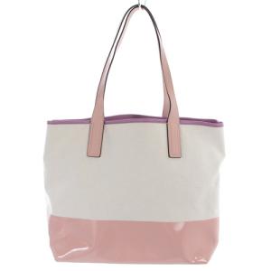 kate spade new york トートバッグ キャンバス エナメル 切替 ロゴ 白 ホワイト ピンク