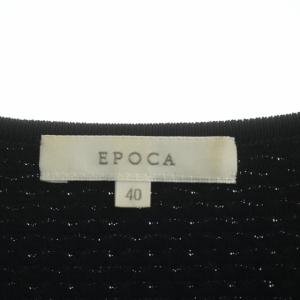 EPOCA フラワー装飾カーディガン ニット 長袖 クルーネック 40 黒 ブラック