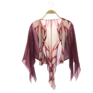 プリーツカーディガン アシンメトリー 3 ボルドー