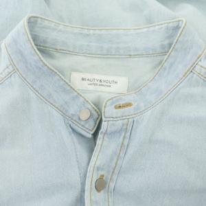 BEAUTY&YOUTH UNITED ARROWS WEB限定 デニムロングシャツワンピース 2WAY ロング 長袖 前開き バンドカラー ライトブルー