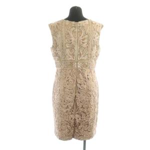 GRACE CONTINENTAL コード刺繍 ワンピース 膝丈 ノースリーブ タイト 38 ベージュ