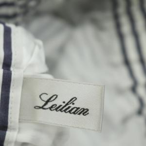 Leilian フレアスカート ロング ストライプ 切替 11 紺 白 ネイビー ホワイト