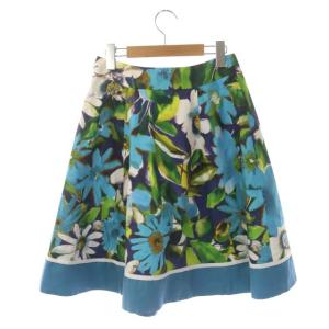 M'S GRACY 花柄フレアスカート 膝丈 タック サイドジップ 総柄 38 マルチカラー