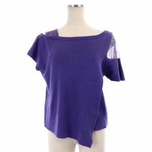 20SS アシメレースニット セーター サマー 半袖 ノースリーブ 36 紫 パープル
