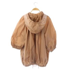 Drawer ナイロンムソウフードジャケット パーカー ジップアップ 七分袖 ライトブラウン