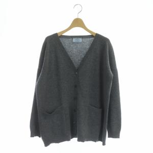 ラムウールニットカーディガン Vネック 長袖 前開き 36S グレー