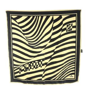 スカーフ 大判 ロゴ シルク 絹 大判 ベージュ 黒 ブラック SH OH