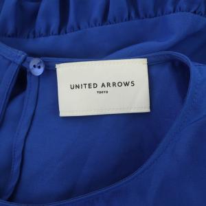 UNITED ARROWS 22SS ギャザーフレアスリーブ ブラウス 半袖 プルオーバー 青 ブルー
