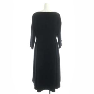 23区 vingt-trois 18SS ボートネックタックワンピース ロング 七分袖 バックテール フィッシュテール 40 黒 ブラック