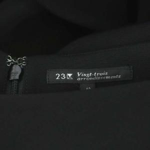 23区 vingt-trois 18SS ボートネックタックワンピース ロング 七分袖 バックテール フィッシュテール 40 黒 ブラック