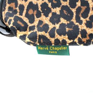 Hervé Chapelier 舟型 ショルダーバッグ XS レオパード ナイロン ブラウン ブラック 1927F