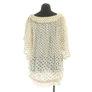 franche lippée ブラウス 半袖 プルオーバー ネコドット レース 切替 ギャザー 大きいサイズ FL5 ベージュ