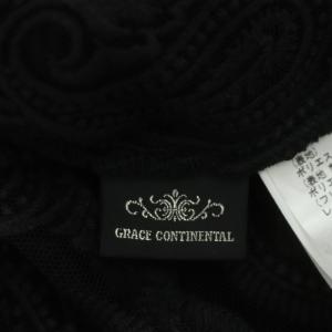 GRACE CONTINENTAL 20AW ペイズリー刺繍ガウン カーディガン 長袖 ロング フリンジ 36 黒 ブラック