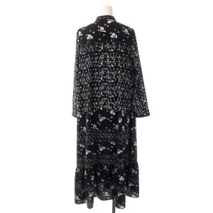 Diagram GRACE CONTINENTAL 20AW  パッチワークパターンワンピース ワンピース フレア ロング 花柄 ドット 長袖 36 黒 ブラック