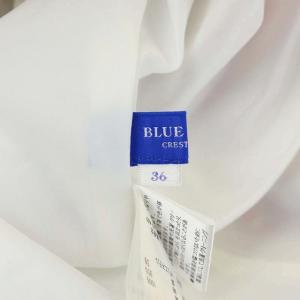 BLUE LABEL CRESTBRIDGE チェック 半袖ワンピース ひざ丈 フレア ギャザー ベルト付き 36 オフホワイト 赤 茶