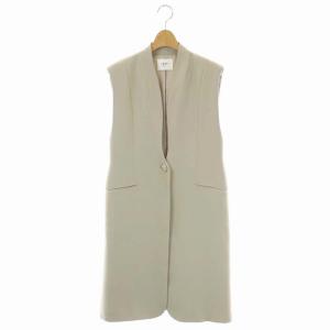 22SS WAVE COLLAR ANGULAR VEST ウェーブカラー ロングベスト 前開き S ライトグレージュ