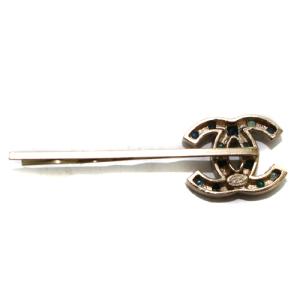 CHANEL ココマーク ラインストーン ヘアピン ゴールド色 ブルー