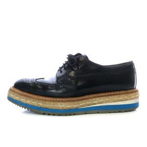 PRADA オックスフォードシューズ レースアップ エスパドリーユソール フルブローグシューズ プラットフォーム レザー 36 23cm