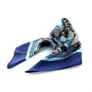HERMES PERSEPOLIS ペルセポリス カレ90 スカーフ シルク 白 水色
