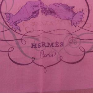 HERMES LART DECRIRE 書の芸術 カレ90 シルクモスリン スカーフ ピンク