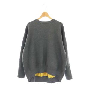 ENFOLD プレーティングラウンドカーブTOP プルオーバー ニット セーター 長袖 38 グレー