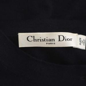 Christian Dior カシミヤ シルク ワッペン ニット カーディガン I40 ネイビー