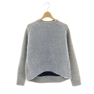 ニット カットソー 長袖 ボア 切替 サイドジップ 1 グレー