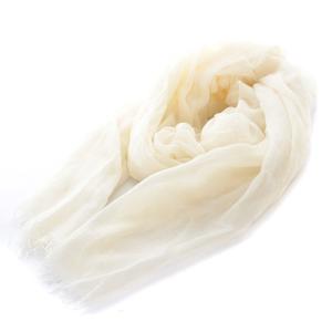 ストール フリンジ カシミヤ混 ストール アイボリー