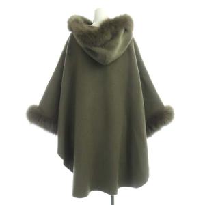 GRACE CONTINENTAL ウール フォックスファー付き ポンチョ コート F カーキ