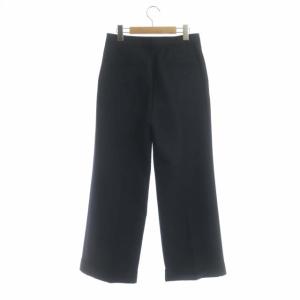 Spick&Span 22AW ダブルクロスタックカフドパンツ ワイド ロールアップ センタープレス 38 紺 ネイビー
