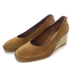 パンプス ウエッジソール エスパドリーユ スエード 7.5C 25cm 茶色 ブラウン