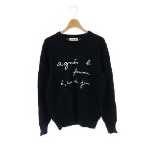 アダムエロペ別注 ロゴニット セーター 長袖 T0 ブラック