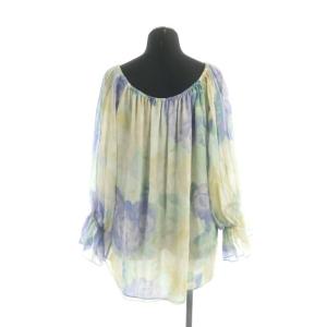 GRACE CONTINENTAL フラワー柄シルクプルオーバーブラウス 長袖 九分袖 オフショルダー ビーズ装飾 36 マルチカラー