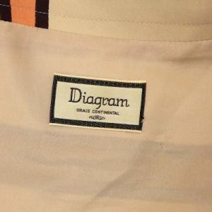 Diagram GRACE CONTINENTAL 総柄格子ワンピース ボートネック 膝丈 半袖 36 ベージュ ブラウン 茶色 オレンジ